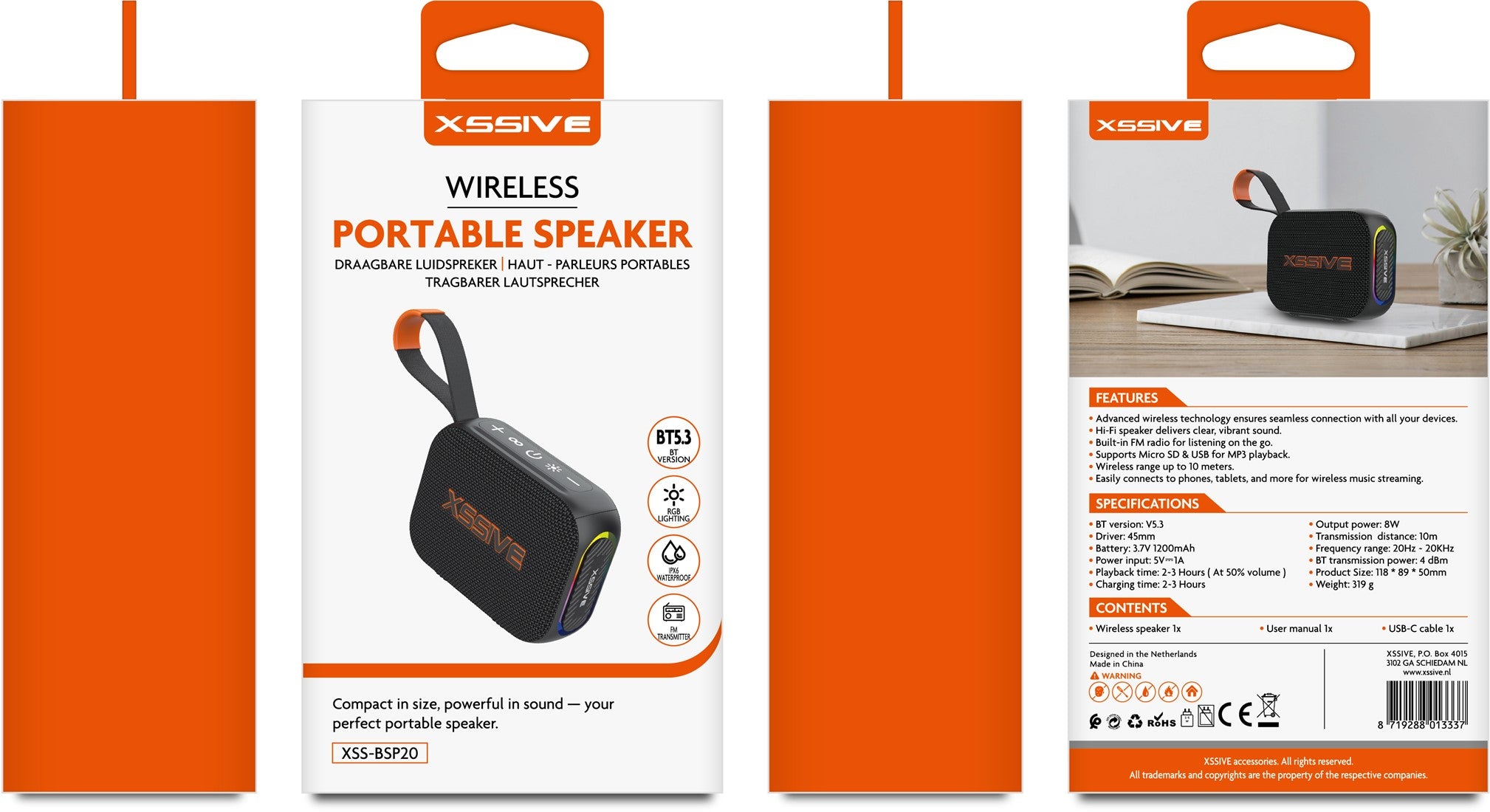 Xssive Wireless Portable Speaker XSS-BSP20 - Zwart